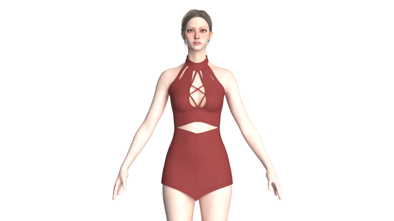 Girls Short Dress-Outfit 3D Модель .c4d .max .obj .3ds .fbx .stl .blend