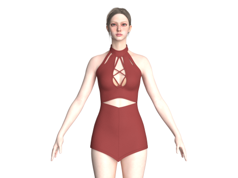 Girls Short Dress-Outfit Modello 3D