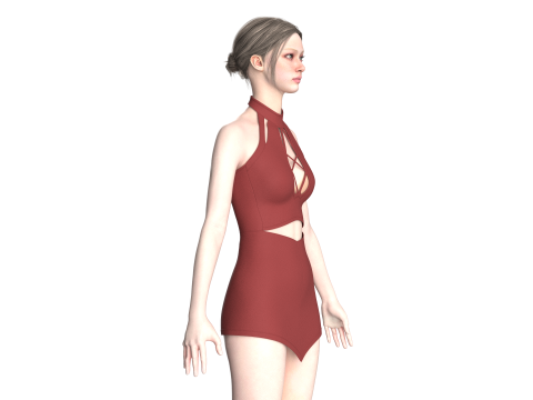 Girls Short Dress-Outfit 3D Модель