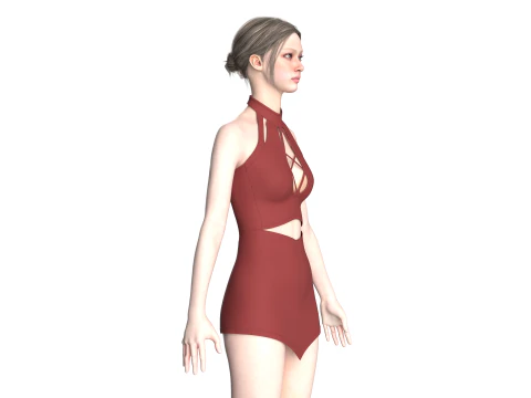 Girls Short Dress-Outfit 3D Model