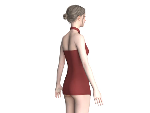 Girls Short Dress-Outfit 3D Model
