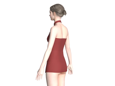 Girls Short Dress-Outfit 3D Model