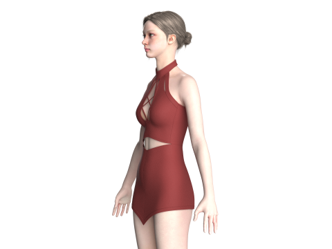 Girls Short Dress-Outfit 3D Модель