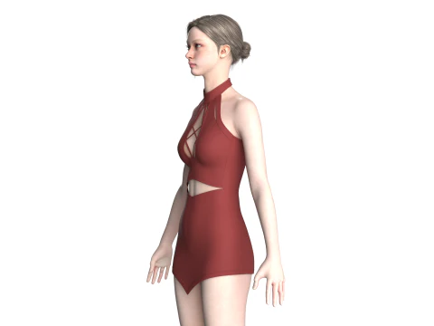 Girls Short Dress-Outfit 3D Model