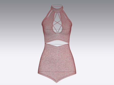 Girls Short Dress-Outfit 3D Модель