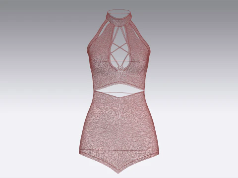 Girls Short Dress-Outfit 3D Model