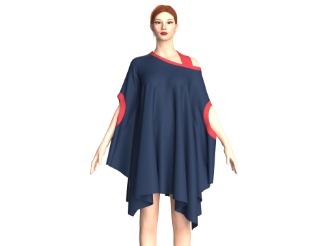 Ladies Blue And Red Cope Tops Modèle 3D