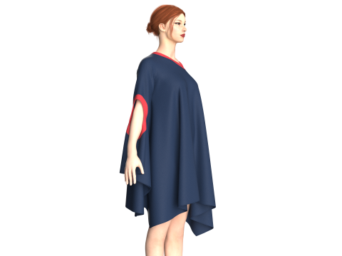Ladies Blue And Red Cope Tops Modelo 3D