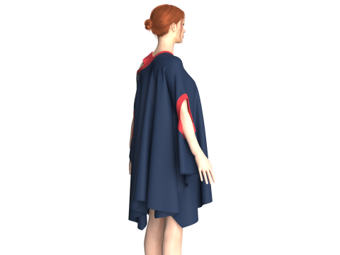 Ladies Blue And Red Cope Tops Modelo 3D