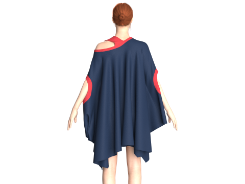 Ladies Blue And Red Cope Tops Modelo 3D