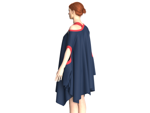 Ladies Blue And Red Cope Tops Modelo 3D
