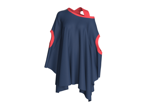 Ladies Blue And Red Cope Tops Modelo 3D