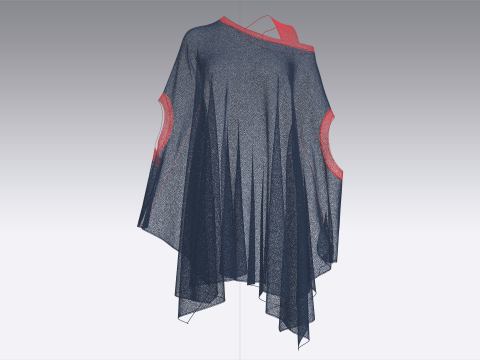 Ladies Blue And Red Cope Tops Modelo 3D