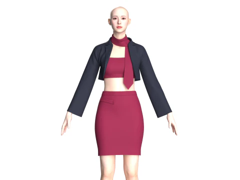 Vestido Corporativo Feminino Modelo 3D