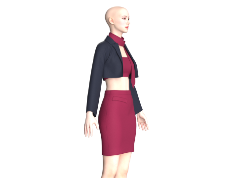 Ladies Corporate Dress-Outfit 3D Модель