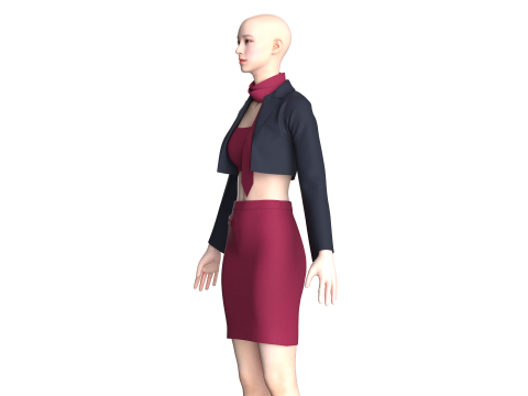 Ladies Corporate Dress-Outfit 3D Модель