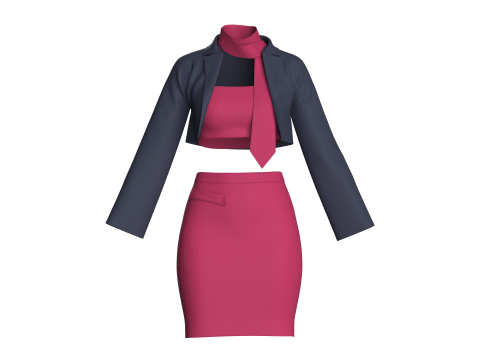 Ladies Corporate Dress-Outfit 3D Модель