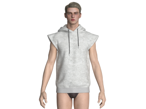 Men Sleeveless Ash Hoodie 3Dモデル