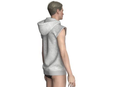 Men Sleeveless Ash Hoodie 3D Model