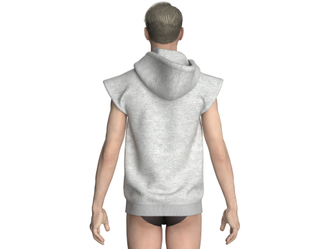 Men Sleeveless Ash Hoodie 3D Model