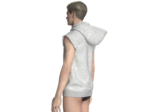 Men Sleeveless Ash Hoodie 3D Model