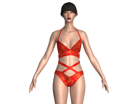Girls Bikini With Printed 3D Model
