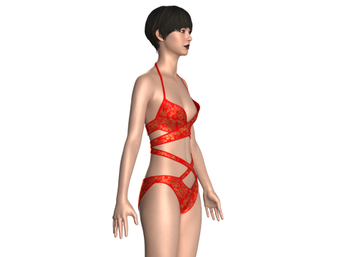 Girls Bikini With Printed Modelo 3D