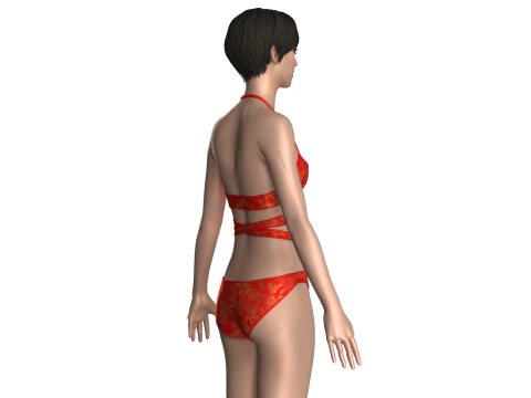 Girls Bikini With Printed 3D Model