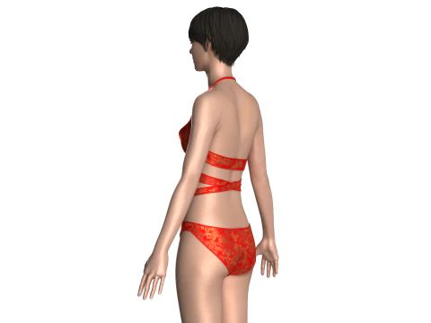 Girls Bikini With Printed 3D Model
