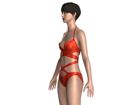 Girls Bikini With Printed 3D Model