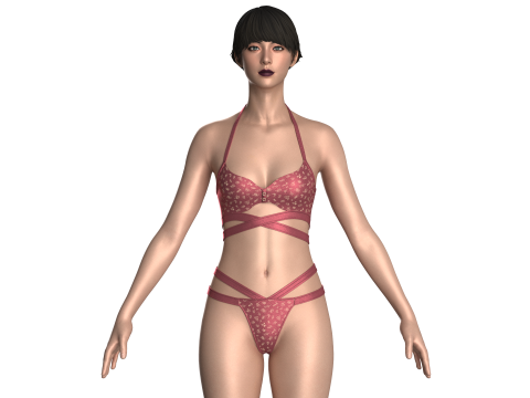 Girls Bikini With Printed V2 3D Model