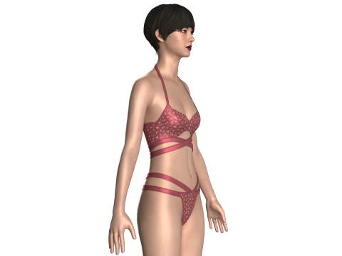 Girls Bikini With Printed V2 Modelo 3D