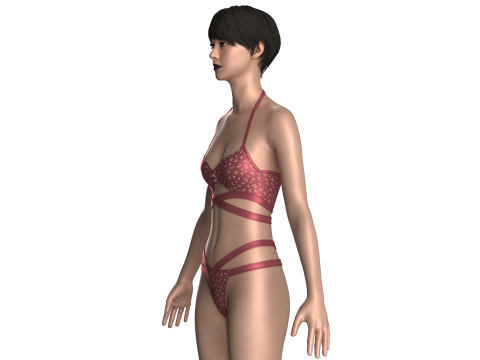 Girls Bikini With Printed V2 Modelo 3D