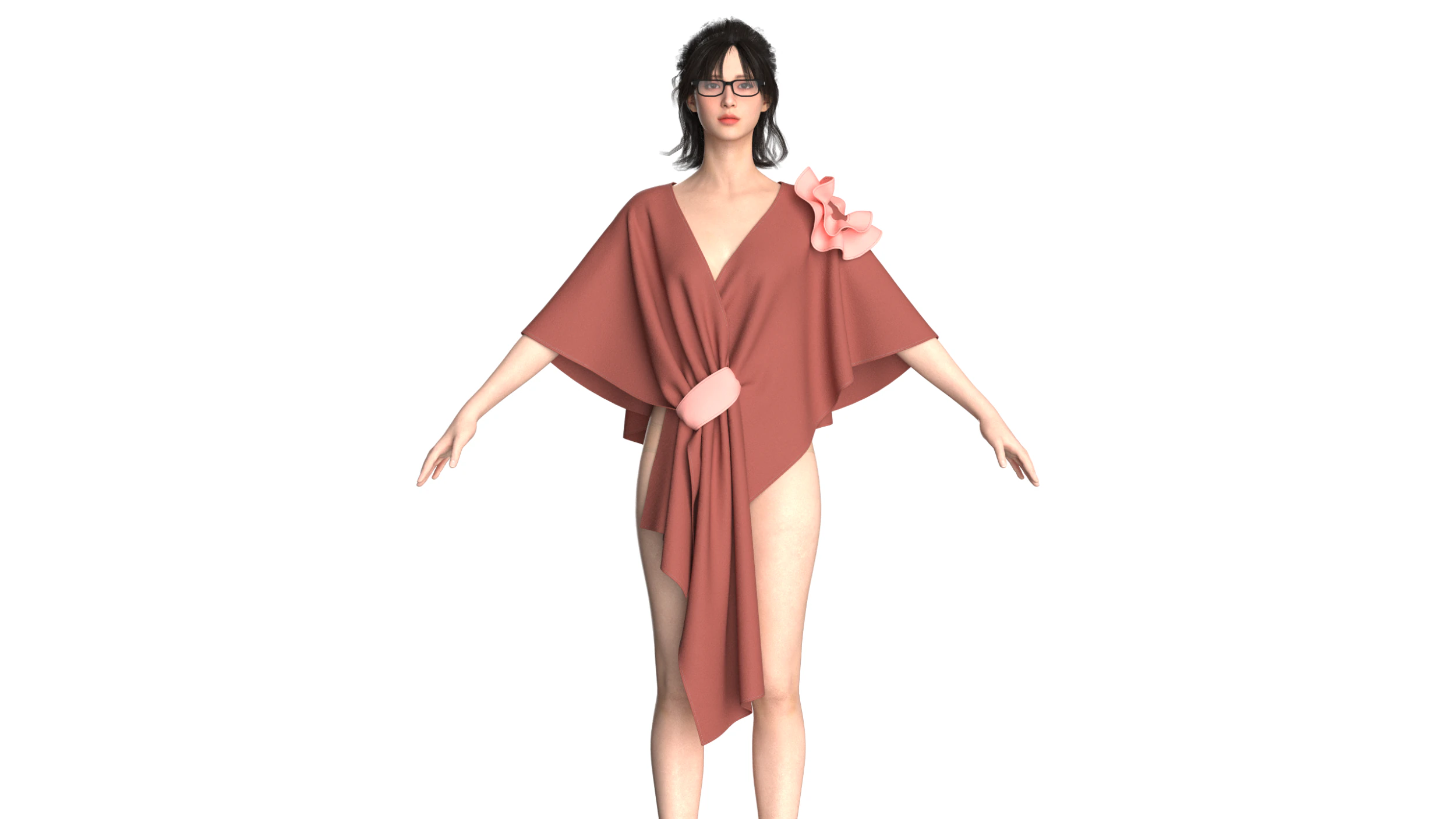 Girls Cape Dress V9 3D Model .c4d .max .obj .3ds .fbx .stl .blend 
