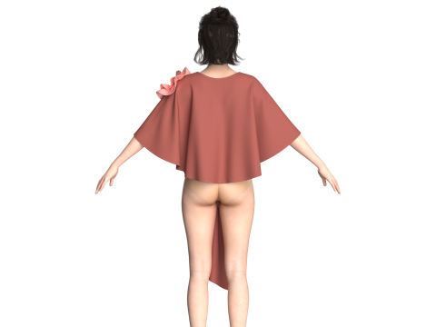 Gaun Cape Anak Perempuan V9 Model 3D