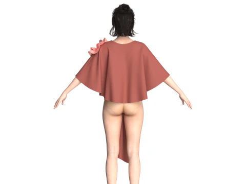 Girls Cape Dress V9 3D Model