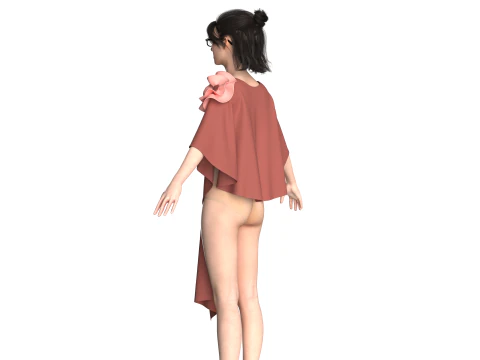 Girls Cape Dress V9 3D Model