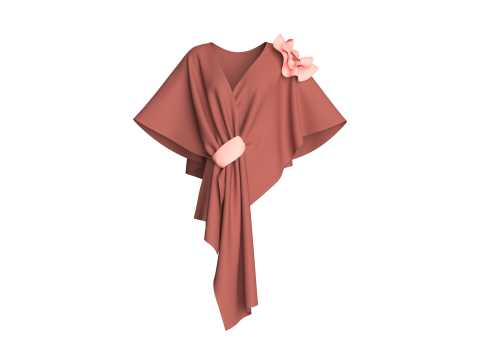 Gaun Cape Anak Perempuan V9 Model 3D