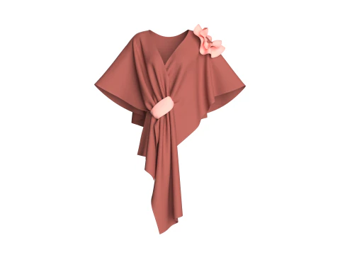 Girls Cape Dress V9 3D Model