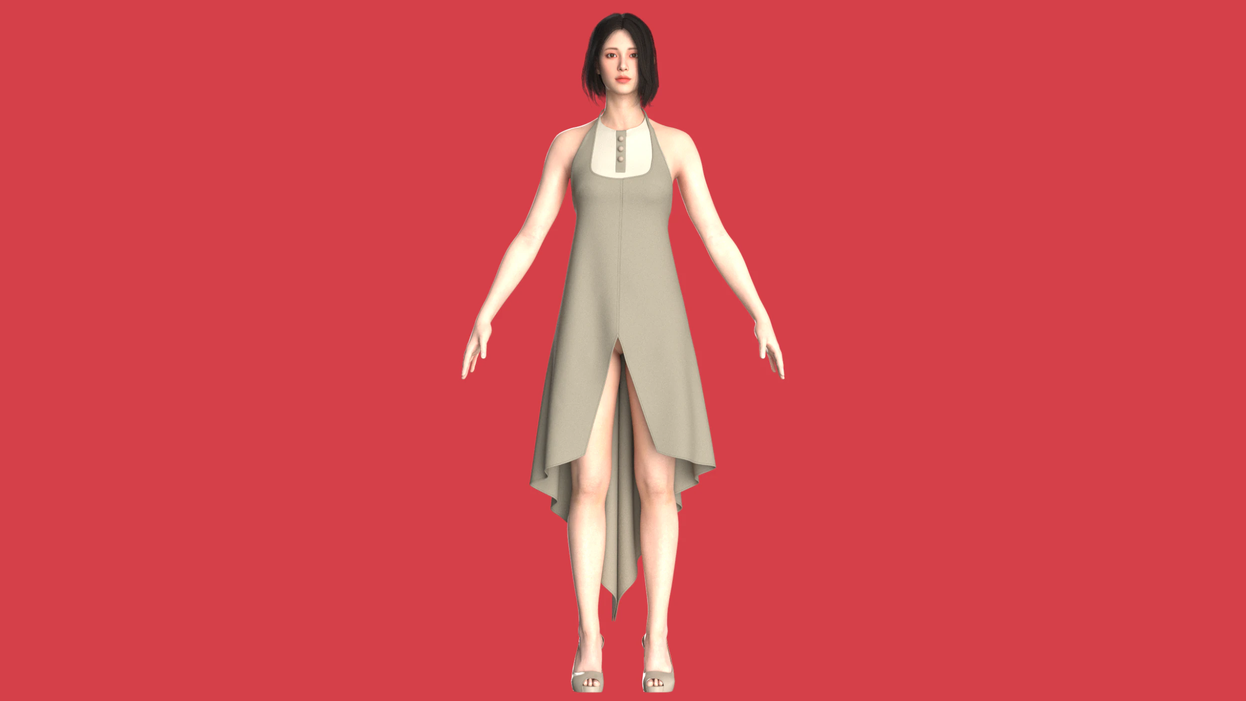 Girls Cape Dress V10 3D Model .c4d .max .obj .3ds .fbx .stl .blend 