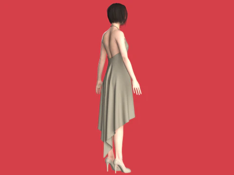 Girls Cape Dress V10 3D Model