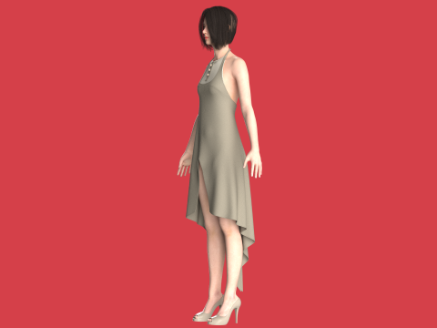 Girls Cope Dress V10 3D Model