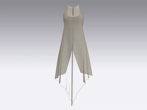 Girls Cape Dress V10 3D Model