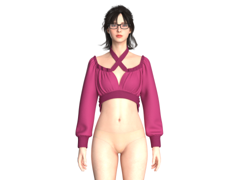 Girls Crop Sweat Tops 3D Модель