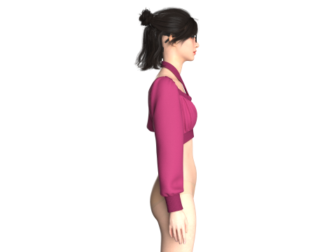 Girls Crop Sweat Tops 3D Модель