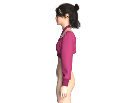 Girls Crop Sweat Tops 3D Модель