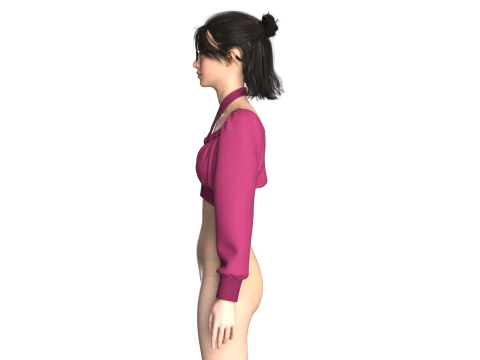 Girls Crop Sweat Tops 3D Model