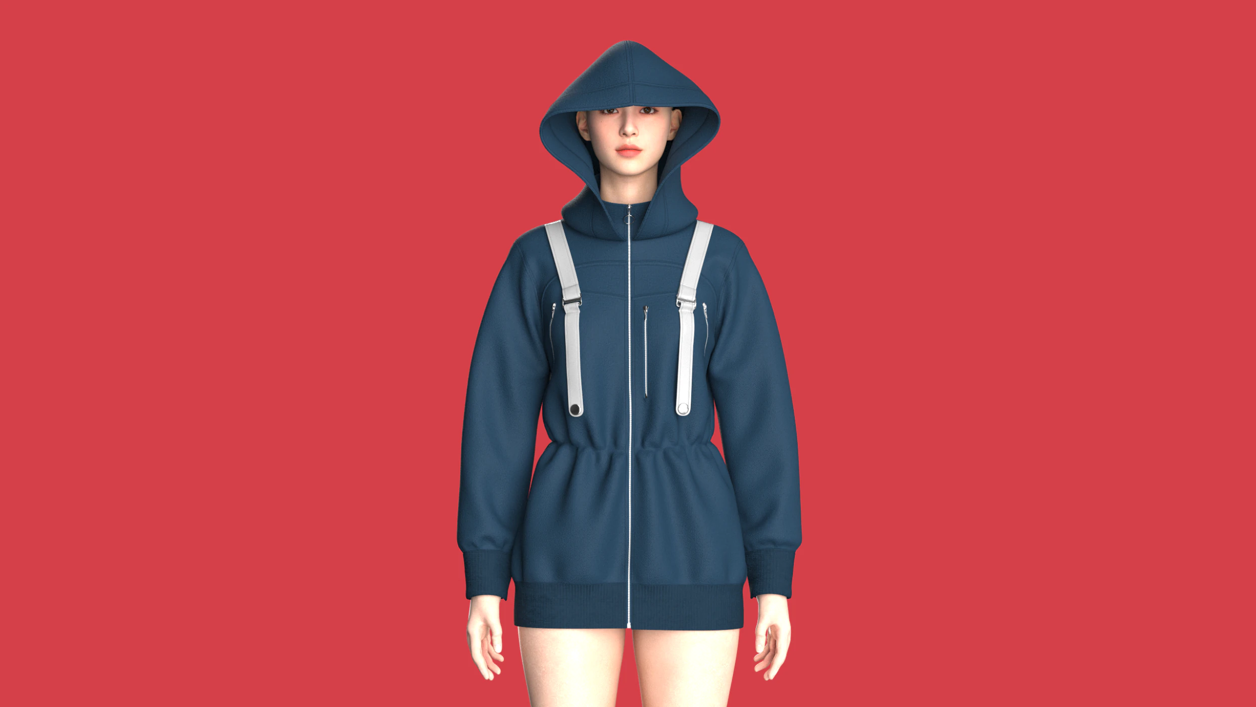 Girls Hooded Jacket 3D Model .c4d .max .obj .3ds .fbx .stl .blend