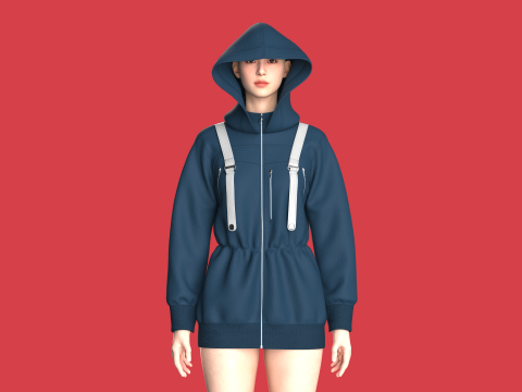 Girls Hooded Jacket 3D Model