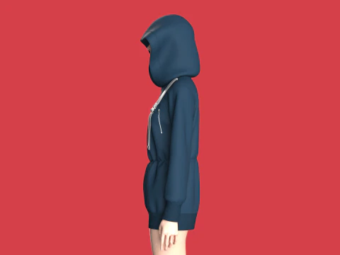 Girls Hooded Jacket 3D Model